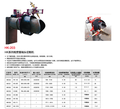 【上海华威 HK-203 相贯管端头切割机】价格,厂家,图片,其他热切割设备,南通闪光焊割探伤器材-